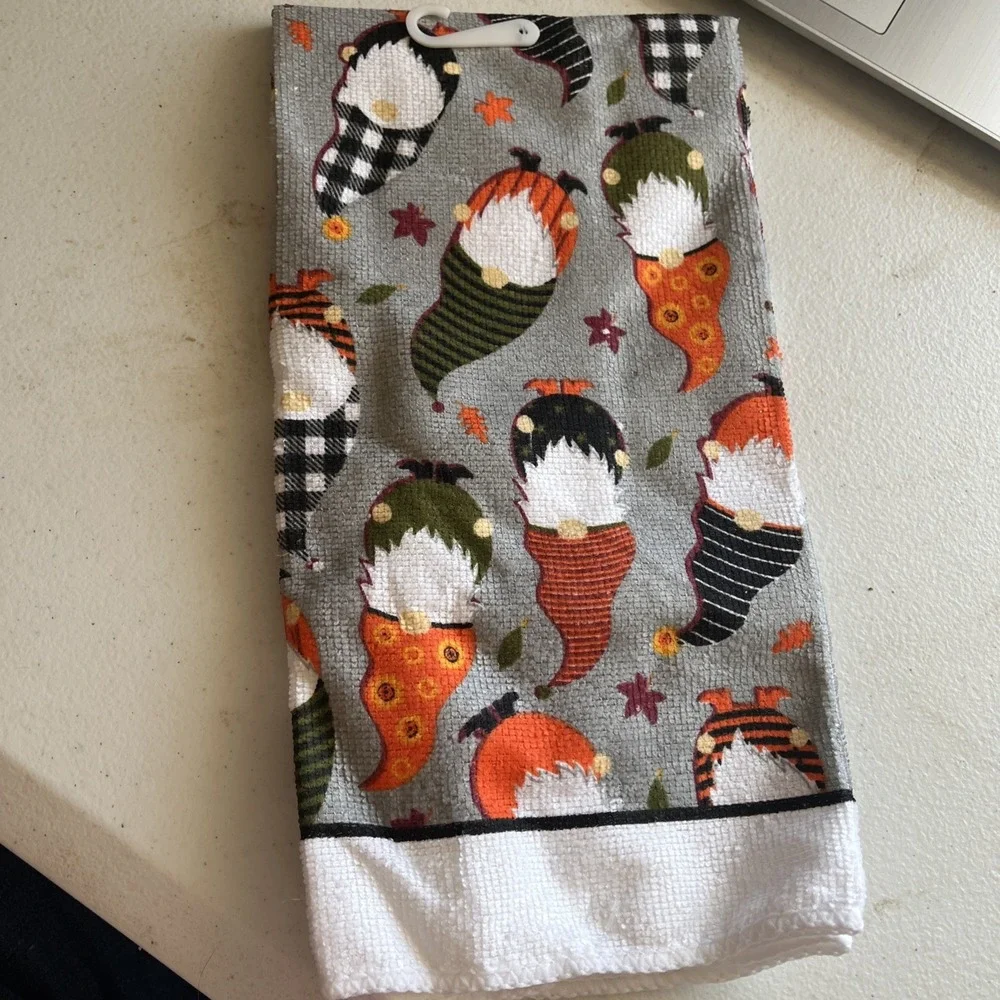 New Halloween Polyester Kitchen Towels ~ Qty 1 Gnomes